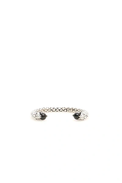 Shop Saint Laurent Snake Bracelet In Silver,black