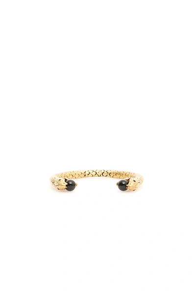 Shop Saint Laurent Snake Bracelet In Metallic,gold,black