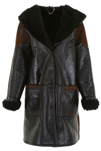 Shop Golden Goose Raut Lambskin Coat In Black,brown