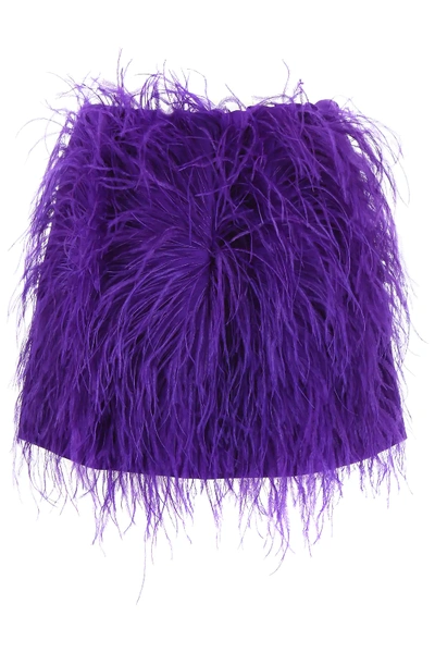 Shop N°21 Mini Skirt With Feathers In Purple