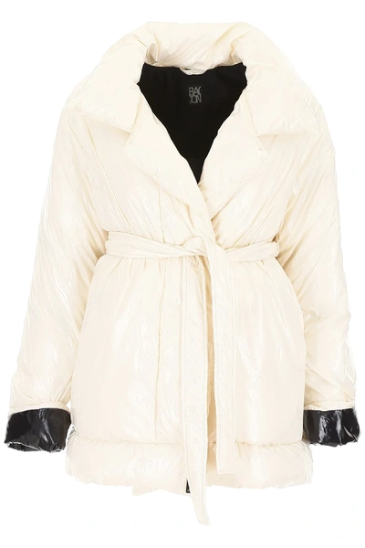 Shop Bacon Belted Puffer Jacket In White