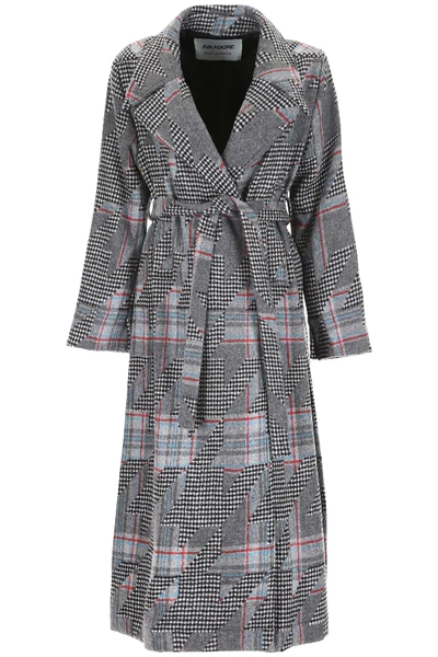 Shop Ava Adore Coat With Mink Fur Half-belt In Grey,black