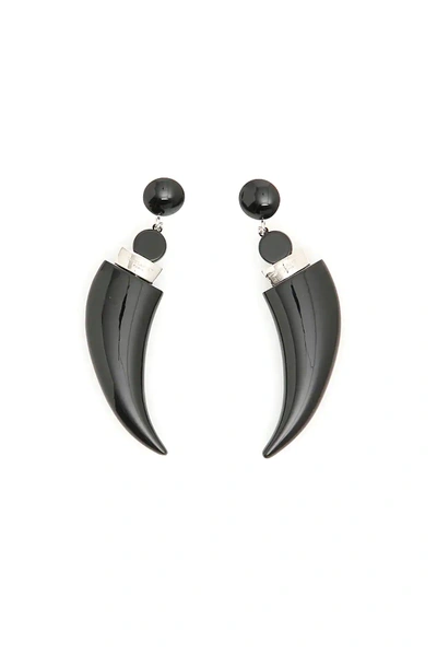 Shop Saint Laurent Eighties Horn Earrings In Black