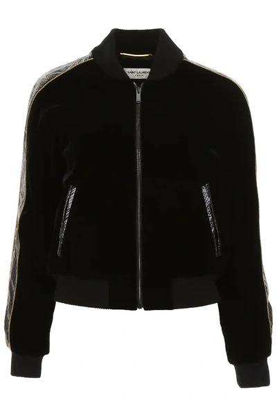 Shop Saint Laurent Jacket With Ayers Detail In Black,metallic,gold