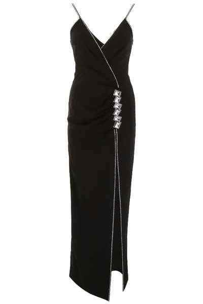 Shop Alessandra Rich Long Dress With Crystals In Black