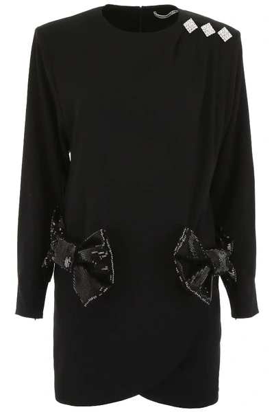Shop Alessandra Rich Mini Dress With Bows In Black