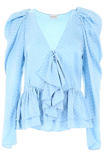 Shop Magda Butrym Cefalu Blouse In Light Blue,white