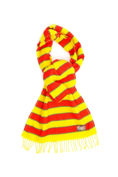 Shop Kenzo Memento 3 Striped Scarf In Yellow,red,green