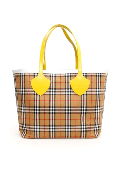 Shop Burberry The Giant Reversible Tote Bag In Yellow,beige,black