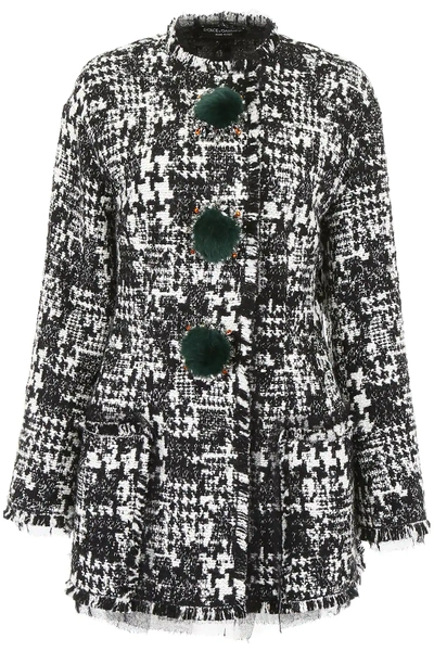 Shop Dolce & Gabbana Tweed Blazer With Crystals In White,black