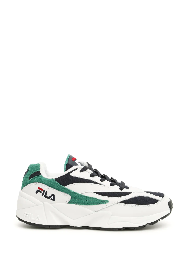 Fila Venom Low Leather, Suede And Canvas Sneakers In White/green | ModeSens