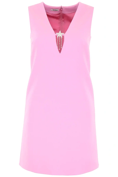 Shop Miu Miu Mini Dress With Star In Pink