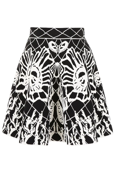 Shop Alexander Mcqueen Jacquard Skirt In White,black