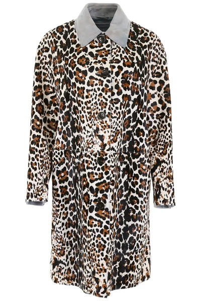 Shop Bottega Veneta Leopard-printed Coat In Brown,black,beige