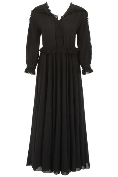 Shop Bottega Veneta Long Ruffled Dress In Black