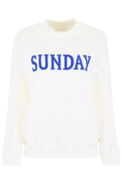 Shop Alberta Ferretti Sunday Sweatshirt In White,blue