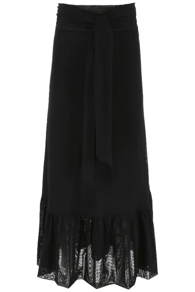 Shop Ganni Wrap Skirt In Black