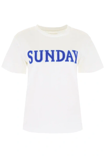 Shop Alberta Ferretti Sunday T-shirt In White,blue