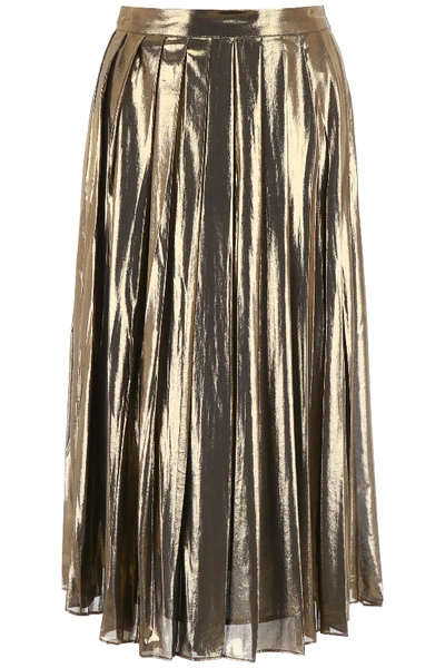 Shop Michael Michael Kors Pleated Skirt In Gold