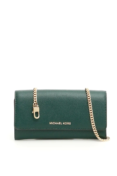 Shop Michael Michael Kors Wallet On Chain In Green