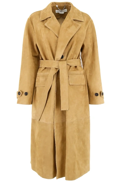 Shop Golden Goose Suede Coat In Brown,beige
