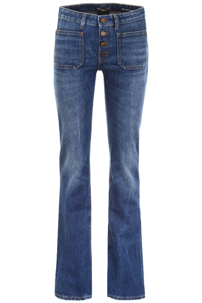 Shop Saint Laurent Flared Jeans In Blue