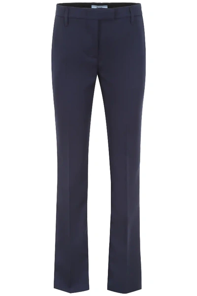 Shop Prada Formal Trousers With Logo In Blue