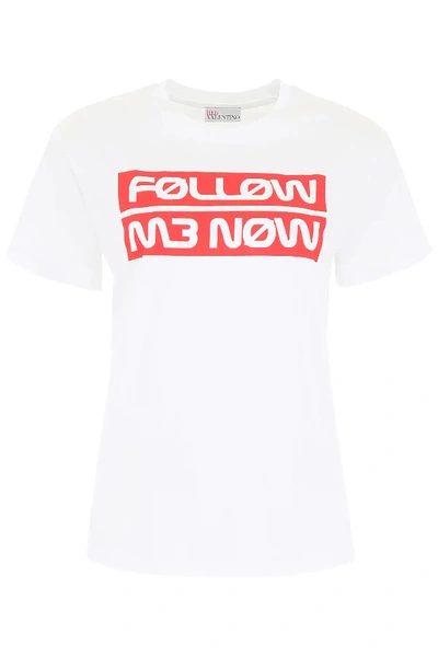 Shop Red Valentino Follow Me Now T-shirt In White,red