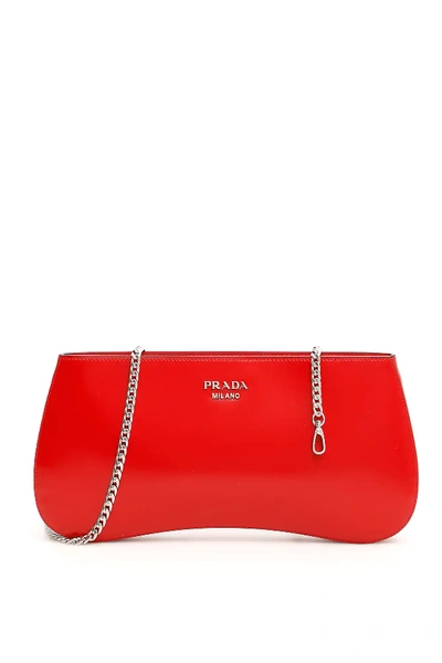 Shop Prada Brushed Calfskin Sidonie Clutch In Red