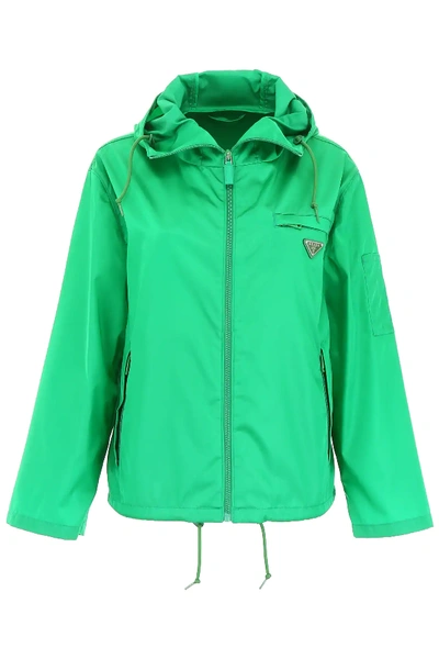 Shop Prada Nylon Jacket In Green