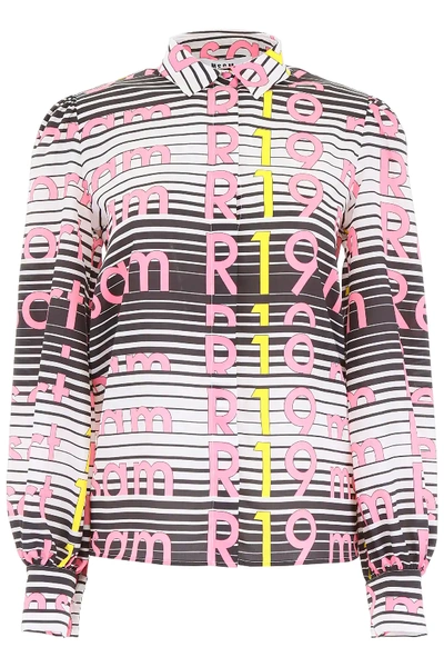 Shop Msgm Resort Shirt In Black,white,pink