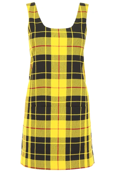 Shop Rokh Tartan Dress In Yellow,black,red