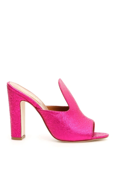 Shop Paris Texas Open Toe Mules In Fuchsia,pink