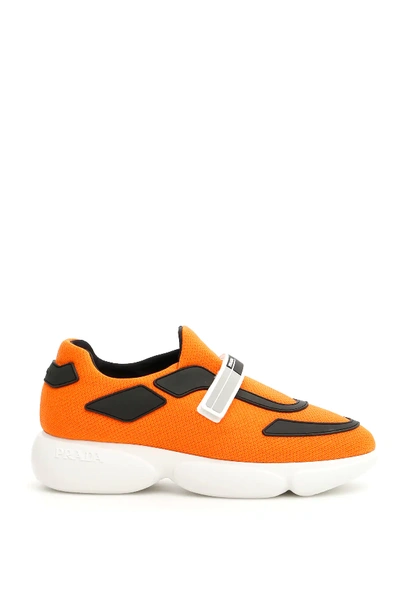 Shop Prada Cloudbust Sneakers In Orange,black,white