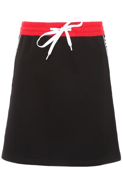 Shop Miu Miu Mini Skirt With Logo Piping In Black,red