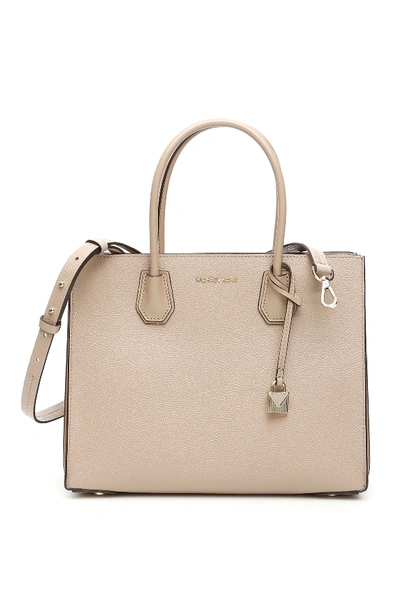 Shop Michael Michael Kors Large Mercer Tote Bag In Beige