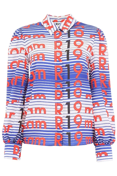 Shop Msgm Resort Shirt In Blue,white,red