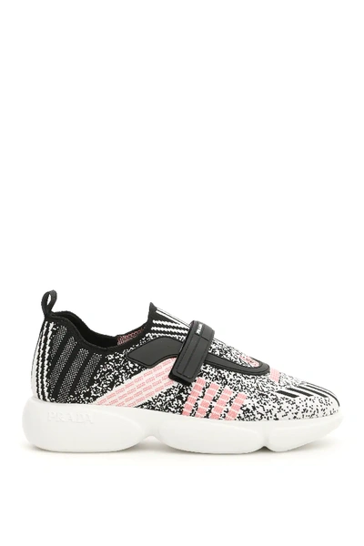 Shop Prada Cloudbust Sneakers In Black,white,pink