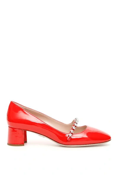 Shop Miu Miu Mary Jane Pumps With Stars In Red