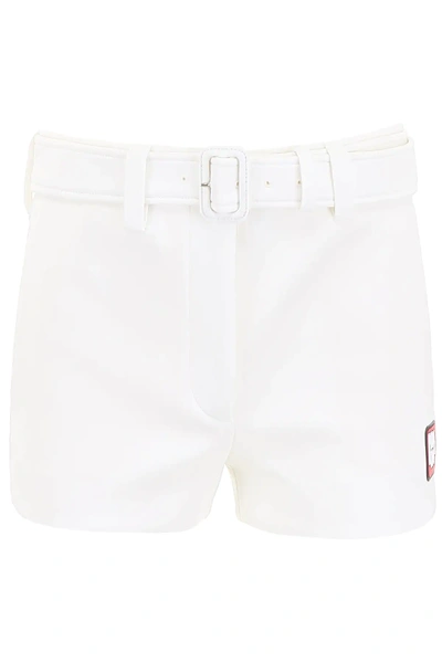 Shop Prada Shorts With Rubber Logo In White