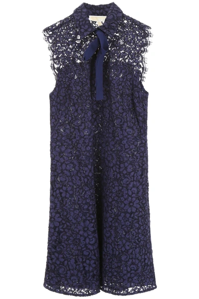 Shop Michael Michael Kors Lace Dress With Bow In Blue