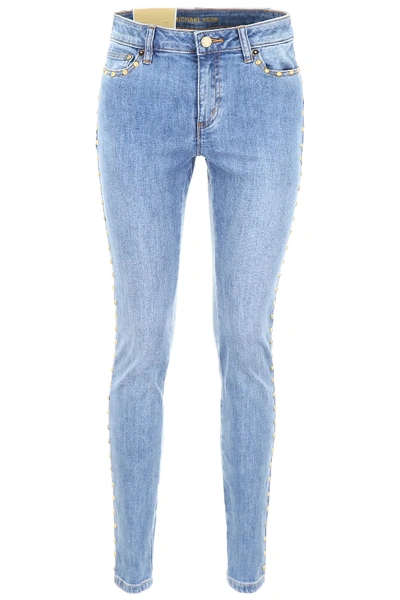 Shop Michael Michael Kors Studded Jeans In Light Blue