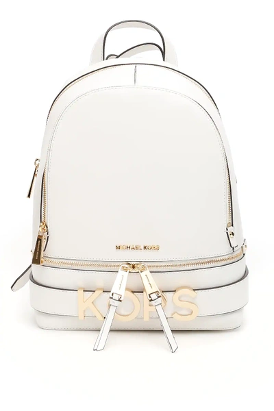 Shop Michael Michael Kors Rhea Lettering Backpack In White