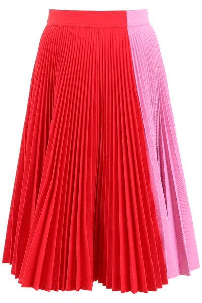 Shop Calvin Klein 205w39nyc Bicolor Pleated Skirt In Pink,red