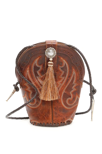 Shop Jessie Western Vintage Mini Boot Bag In Brown