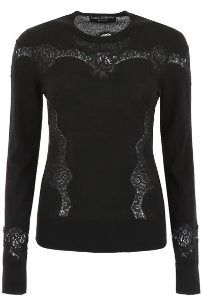 Shop Dolce & Gabbana Pullover With Lace In Black