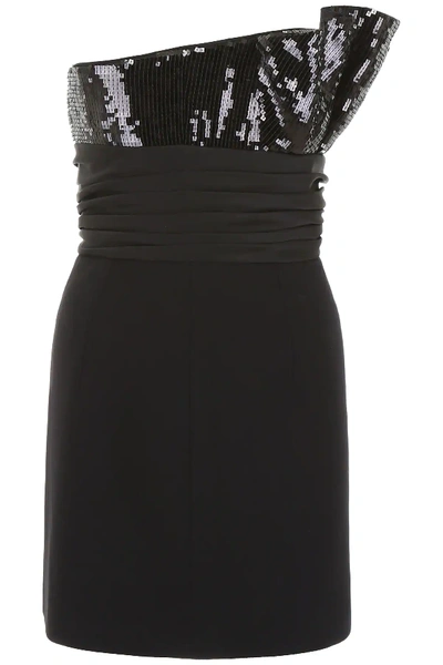 Shop Saint Laurent Bustier Dress With Sequins In Black