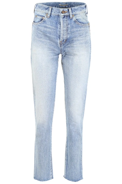 Shop Saint Laurent Bandana Jeans In Light Blue