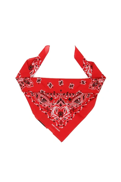 Shop Saint Laurent Skull Et Coeur Bandana In Red,white