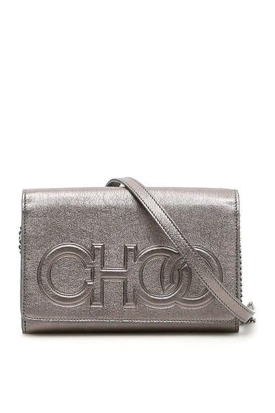Shop Jimmy Choo Sonia Clutch In Grey,metallic